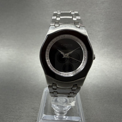 Wittnauer Watch Women 26mm Black Dial Steel Diamond Accents Round New Battery0