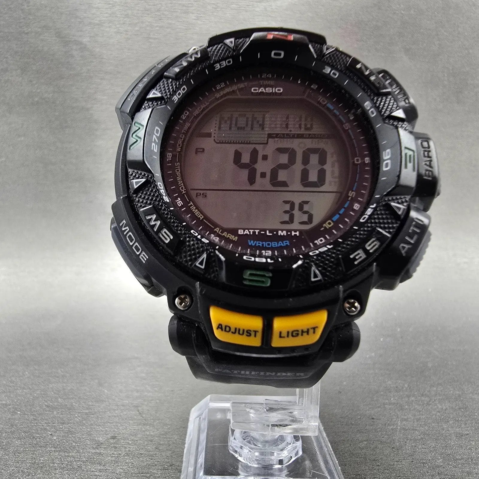 Casio Protek PAG-240 Watch Men 51mm Black Green triple Senor Alarm Solar Works5