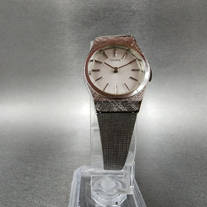 Citizen Watch Women 20mm White Dial Silver Tone Manual Round 4-675452
