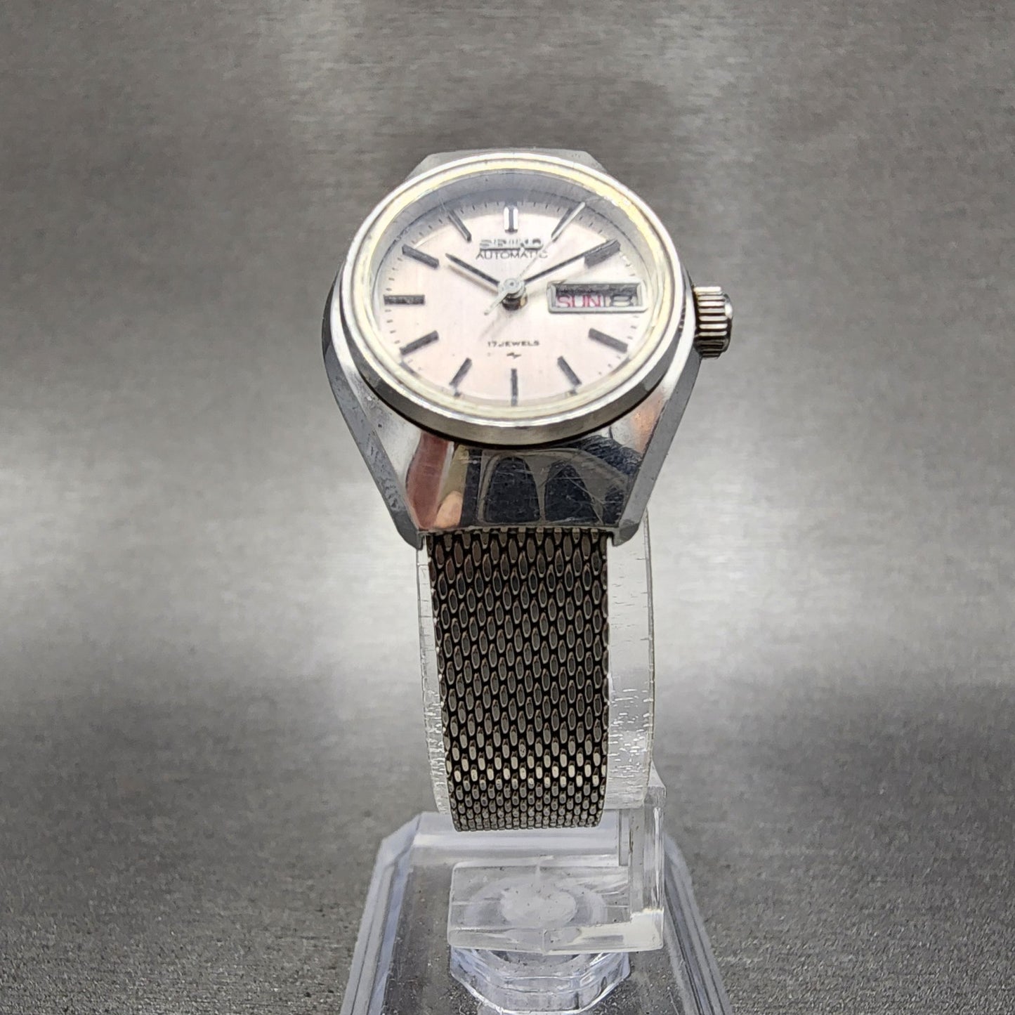 Seiko Automatic Watch Women 24mm Silver Dial Silver Tone Daydate 22060040 Runs5