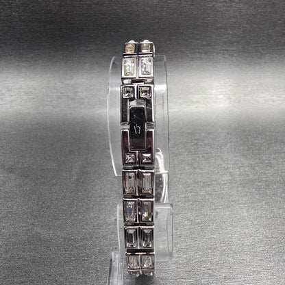 Bulova Watch Women 19mm MOP Dial Silver Tone Gemmed Oval 96T26 New Battery7