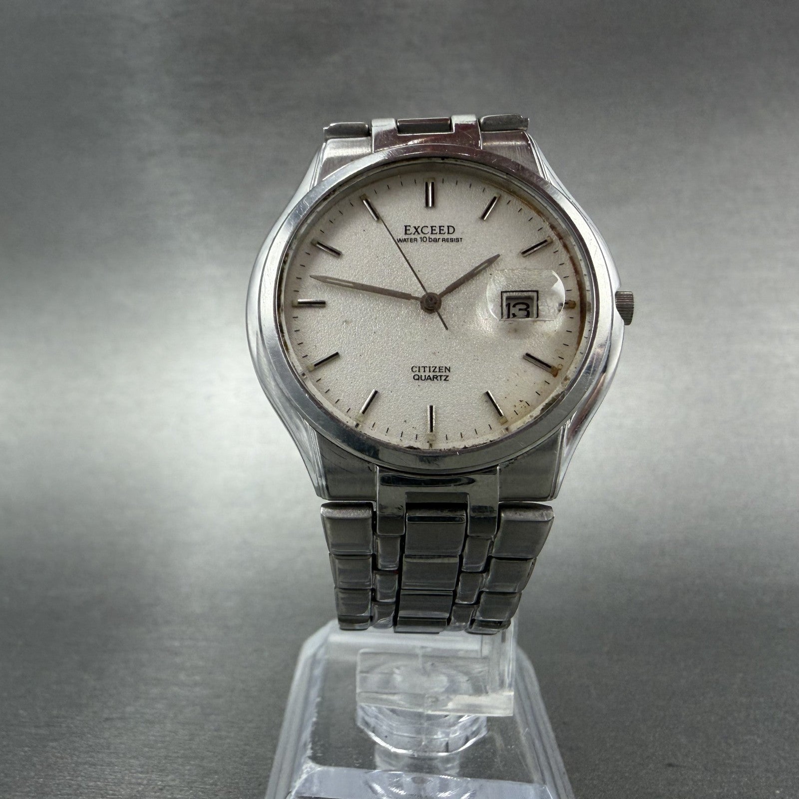 Citizen Exceed Watch Men 34mm White Dial Silver Tone Date 2710-274831 PARTS6