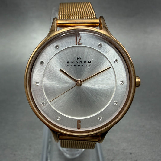 Skagen Anita Watch Women 30mm Silver Dial Rose Gold Tone Round SKW2151 New Batt0