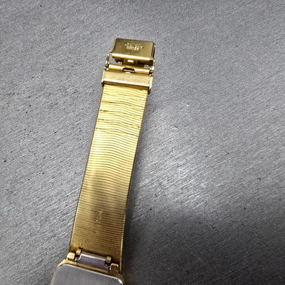 Seiko Tank Watch Men 25mm Champagne Dial Gold Tone Rectangle 5Y30-5B49 PARTS9