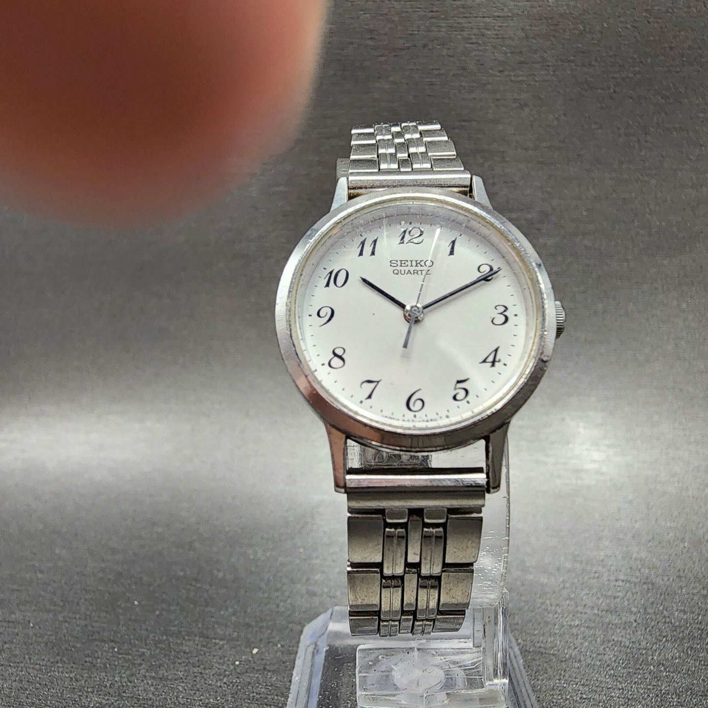 Seiko Watch Women 25mm White Dial Silver Tone Round 54210090 New Battery VTG5
