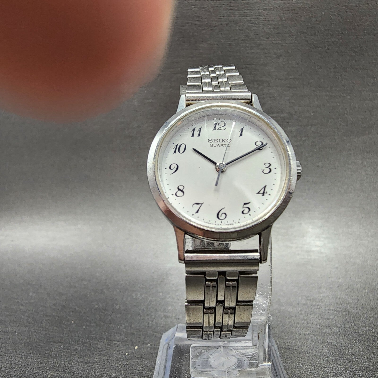 Seiko Watch Women 25mm White Dial Silver Tone Round 54210090 New Battery VTG5