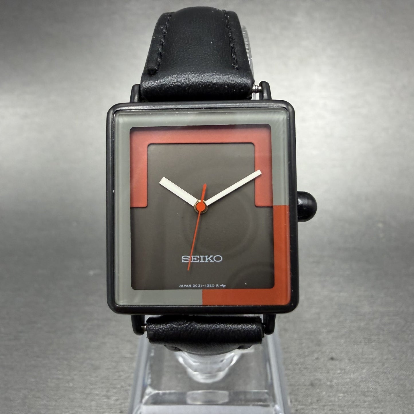 Seiko Tank Watch Women 23mm Black Dial Black Tone Rectangle 2C21-5570 NewBattery0