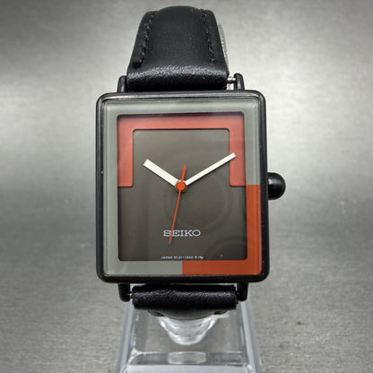 Seiko Tank Watch Women 23mm Black Dial Black Tone Rectangle 2C21-5570 NewBattery0