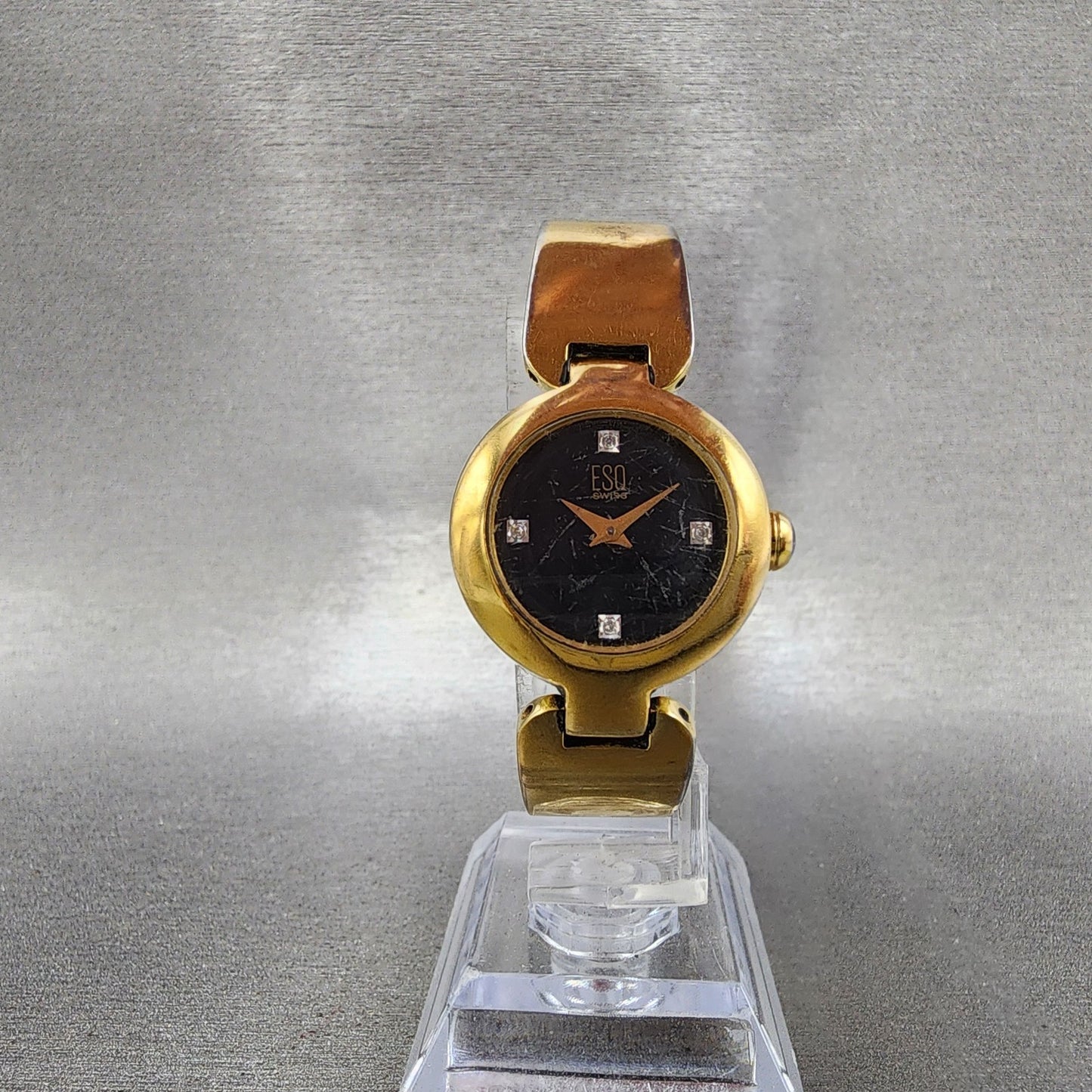 ESQ Watch Women 25mm Black Dial Gold Tone Round E5311 New Battery4