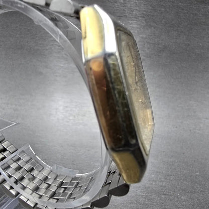 Seiko SQ Watch Men 31mm Gold Dial Gold Tone Daydate Rectangle 8123-5189 PARTS4