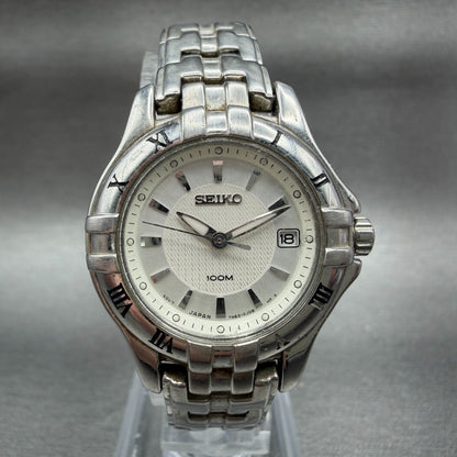 Seiko Dive Watch Women 26mm White Dial Silver Tone Date 7N82-0DP0 New Battery0