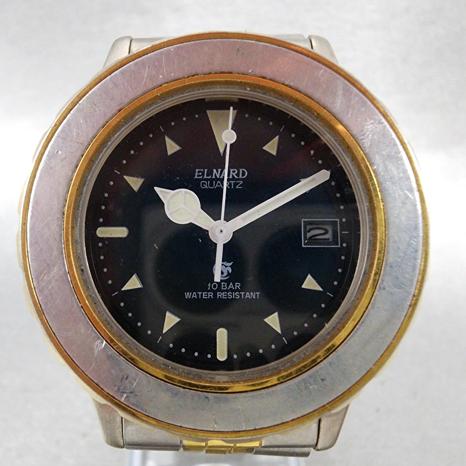 Elnard Dive Watch Men 36mm Black Dial Two Tone Date Round ED0002 New Battery1
