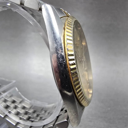 Seiko President Watch Men 35mm Gold Dial Two Tone Daydate READ! 5Y23-8A60 NewBat3
