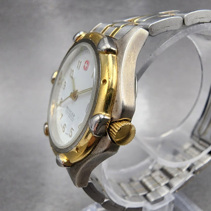 Wenger SAK Design Watch Women 29mm White Dial Two Tone Date Round New Batt A12