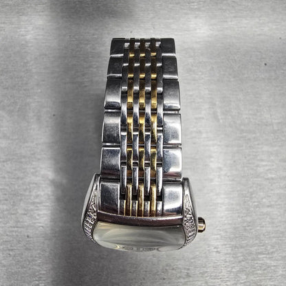 Bulova Watch Women 30mm MOP Dial Two Tone Diamonds Tonneau 98R004 New Battery4