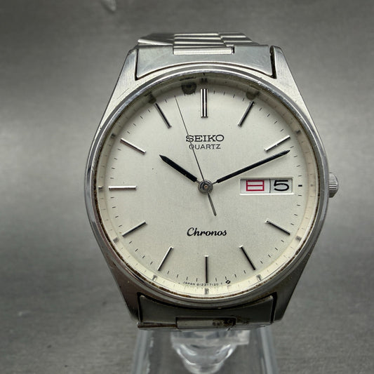 Seiko Chronons Watch Men 33mm Silver Dial Silver Tone Daydate READ!! New Battery0