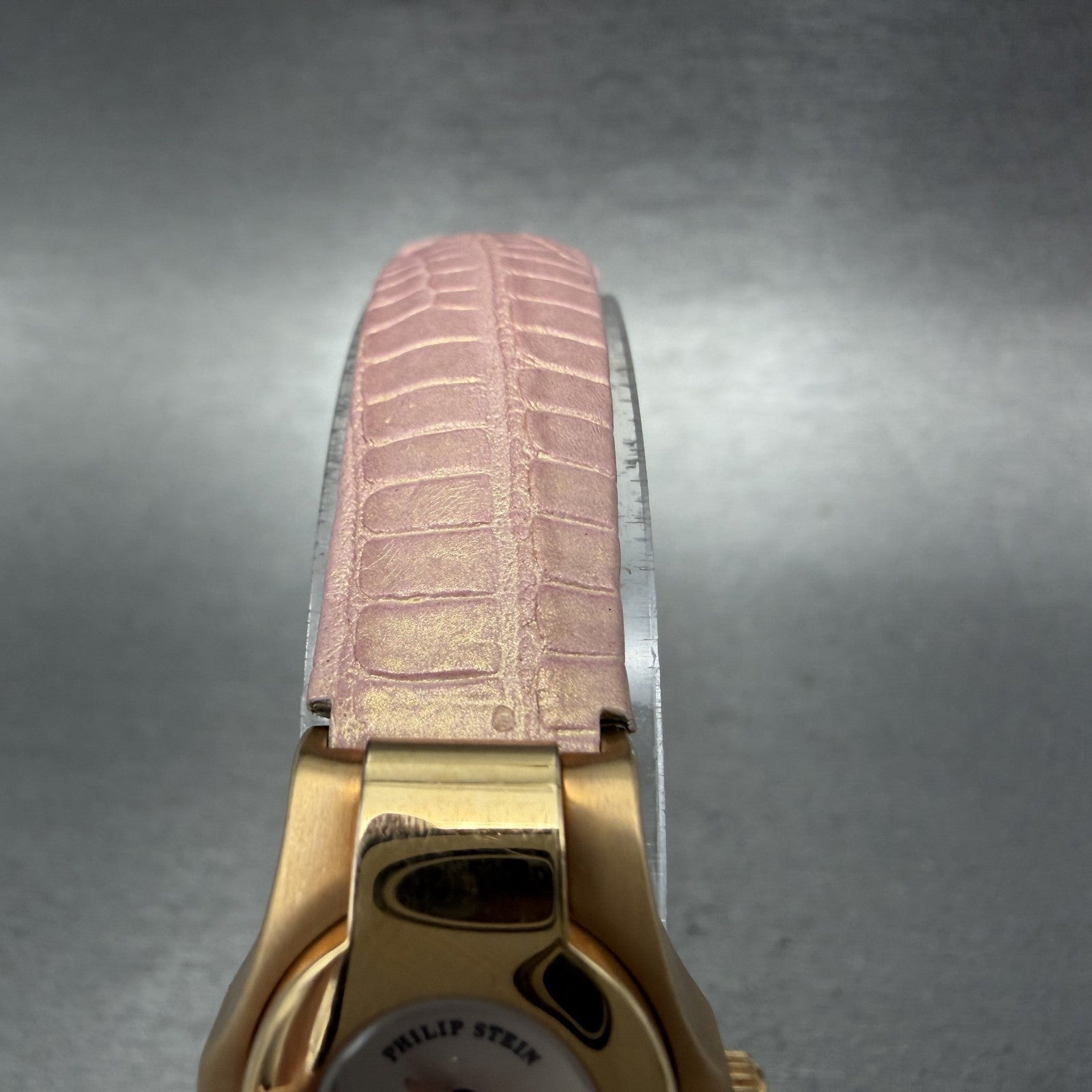 Philip Stein Teslar Dual Time Watch Women 19mm MOP Dial Rose Gold Tone New Batt4
