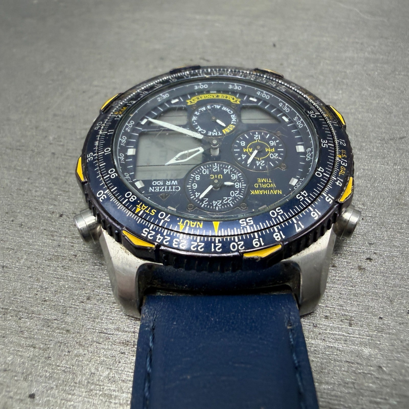 Citizen Navihawk Blue Angels Watch Men 42mm Ana Digi Steel C300-Q00842 PARTS5