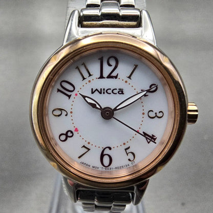 Citizen Wicca Solar Watch Women 24mm White Dial Two Tone Round E031-R010301 Runs1