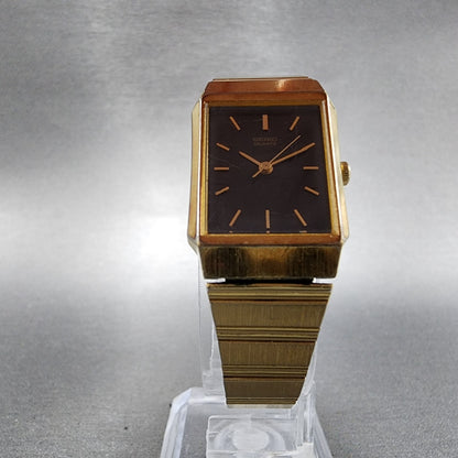 Seiko Tank Watch Women 19mm Black Dial Gold Tone Octagon 2C21-5220 New Battery