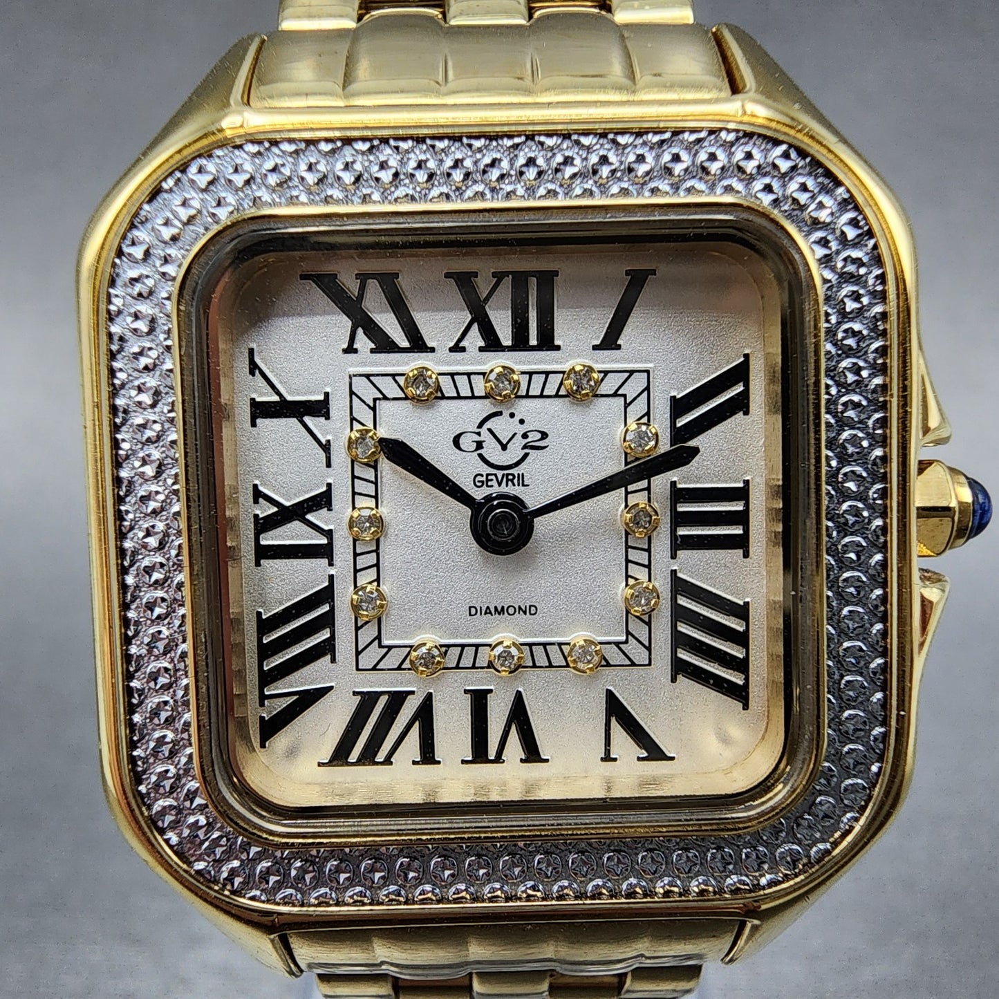 Gevril GV2 Milan Watch Women 28mm White Dial Gold Tone Diamond Accetns 12113B1