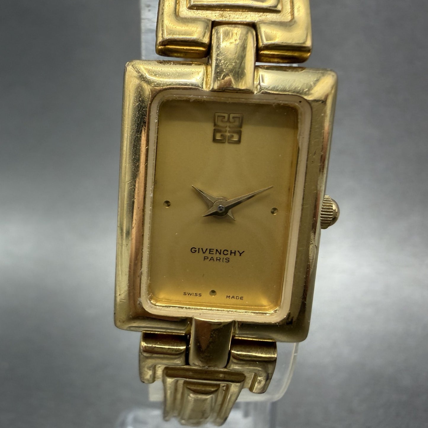 Givenchy Tank Watch Women 17mm Gold Dial Gold Tone Rectangle New Battery1