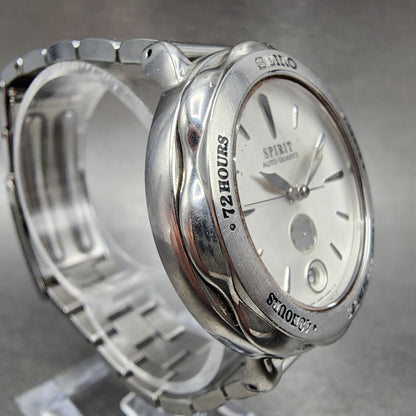 Seiko Spirit Auto quartz Watch Men 38mm White Dial Steel Date 5M25-6A00 PARTS