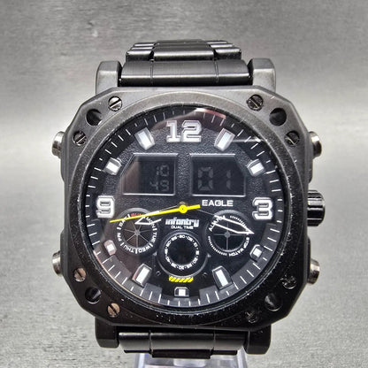 Infantry Eagle Watch Men 46mm Black Dial Black Alarm Chronograph Octagon New Bat0
