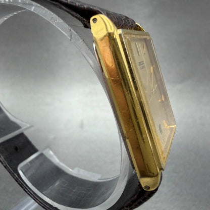 Seiko Tank Watch Men 25mm Champagne Dial Gold Tone Date 5Y32-5149 PARTS Vintage4