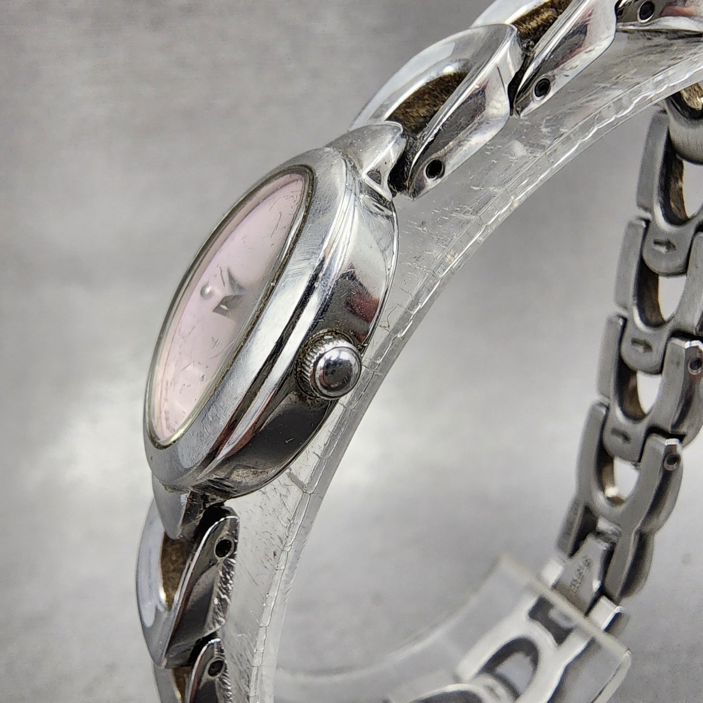 Seiko Watch Women 16mm Pink Dial Silver Tone Oval 1N000MG0 New Battery2