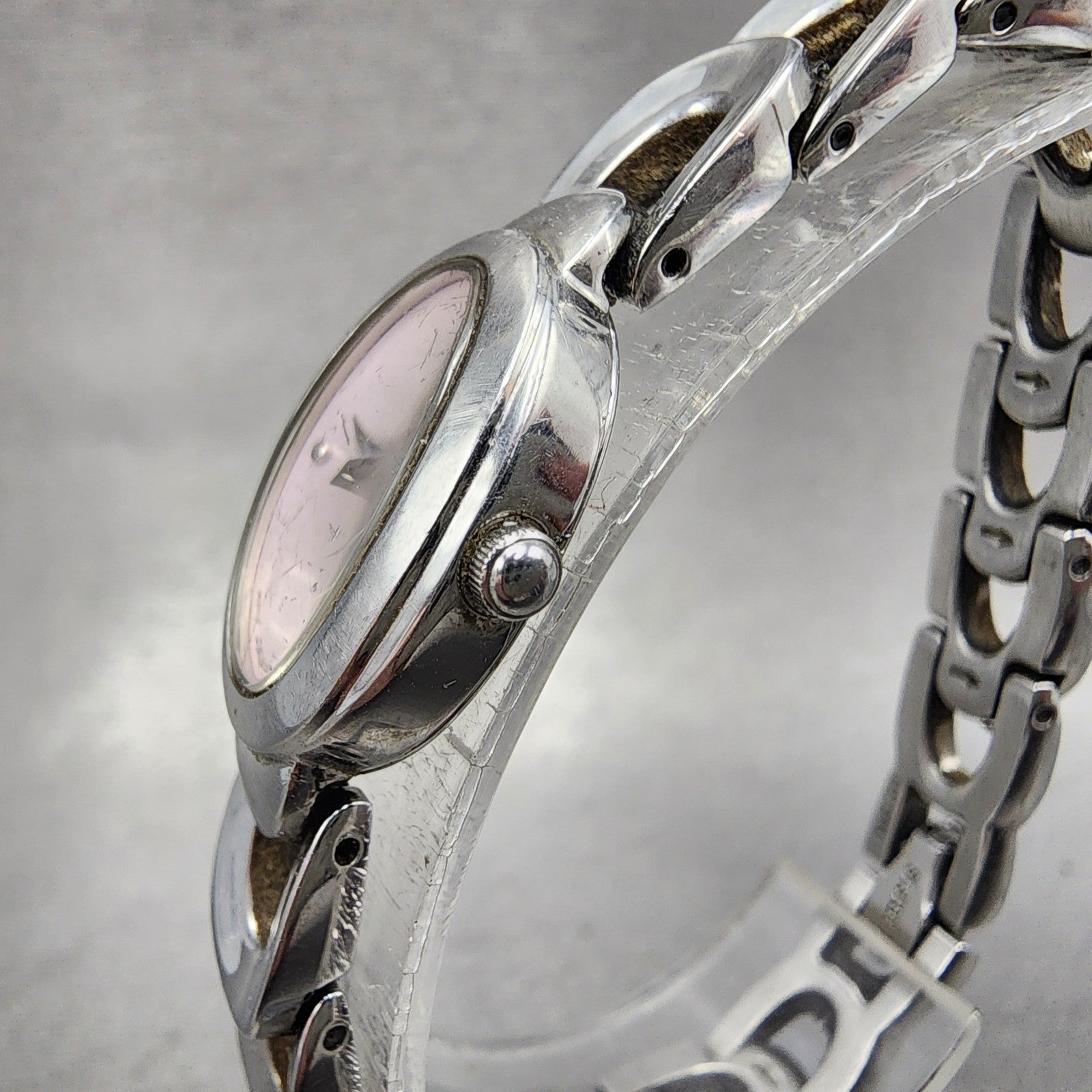 Seiko Watch Women 16mm Pink Dial Silver Tone Oval 1N000MG0 New Battery2