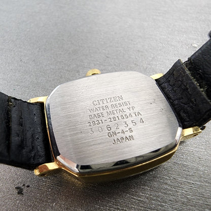 Citizen CQ Tank Watch Women 22mm Black Dial Gold Tone Rectangle New Battery9