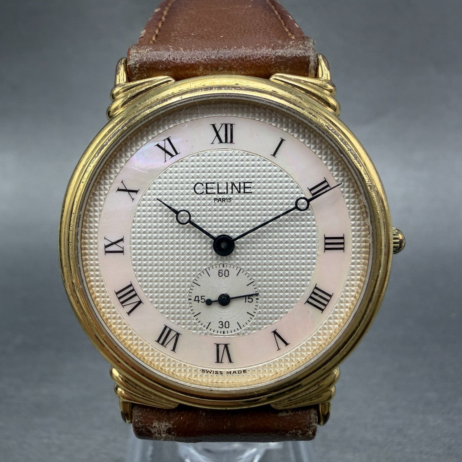 Celine Watch Women 31mm MOP Dial Gold Tone Small Seconds Round New battery0