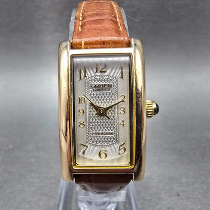 Gruen Curvex Watch Women 18mm Silver Dial Brass Small Second Rectangle New Bat0