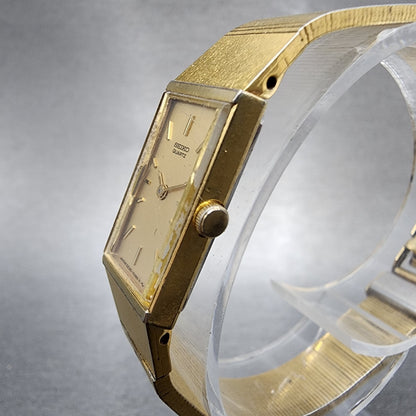 Seiko Tank Watch Women 13mm Champagne Dial Gold Tone 2e205259 New Battery2