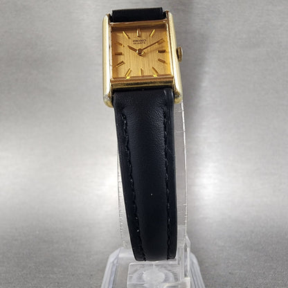 Seiko Tank Watch Women 17mm Champagne Dial Gold Tone 14005039 New Battery5