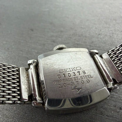 Seiko Watch Women 20mm Silver Dial Silver Tone Manual Rectangle 10-3700 Runs VTG9