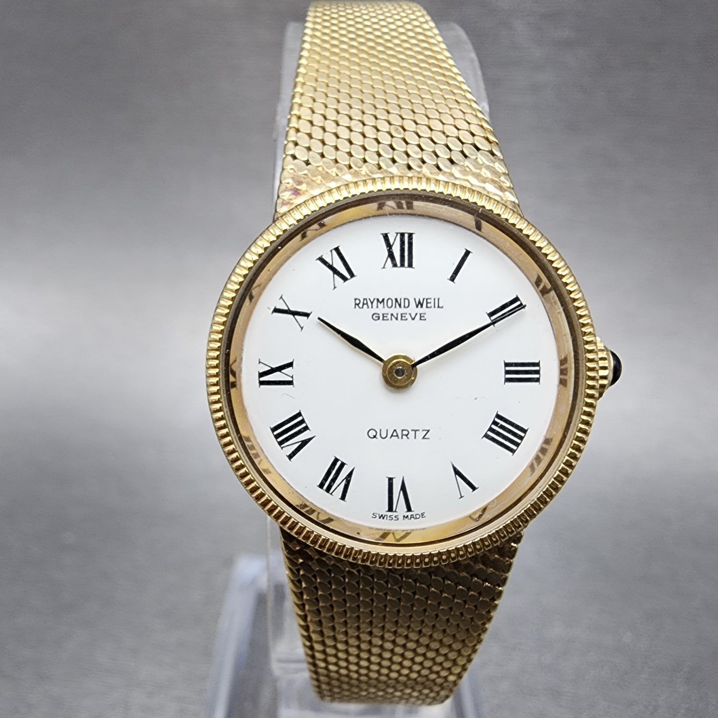 Raymond Weil Watch Women 22mm White Dial Gold Plated Round 9519 New Battery0