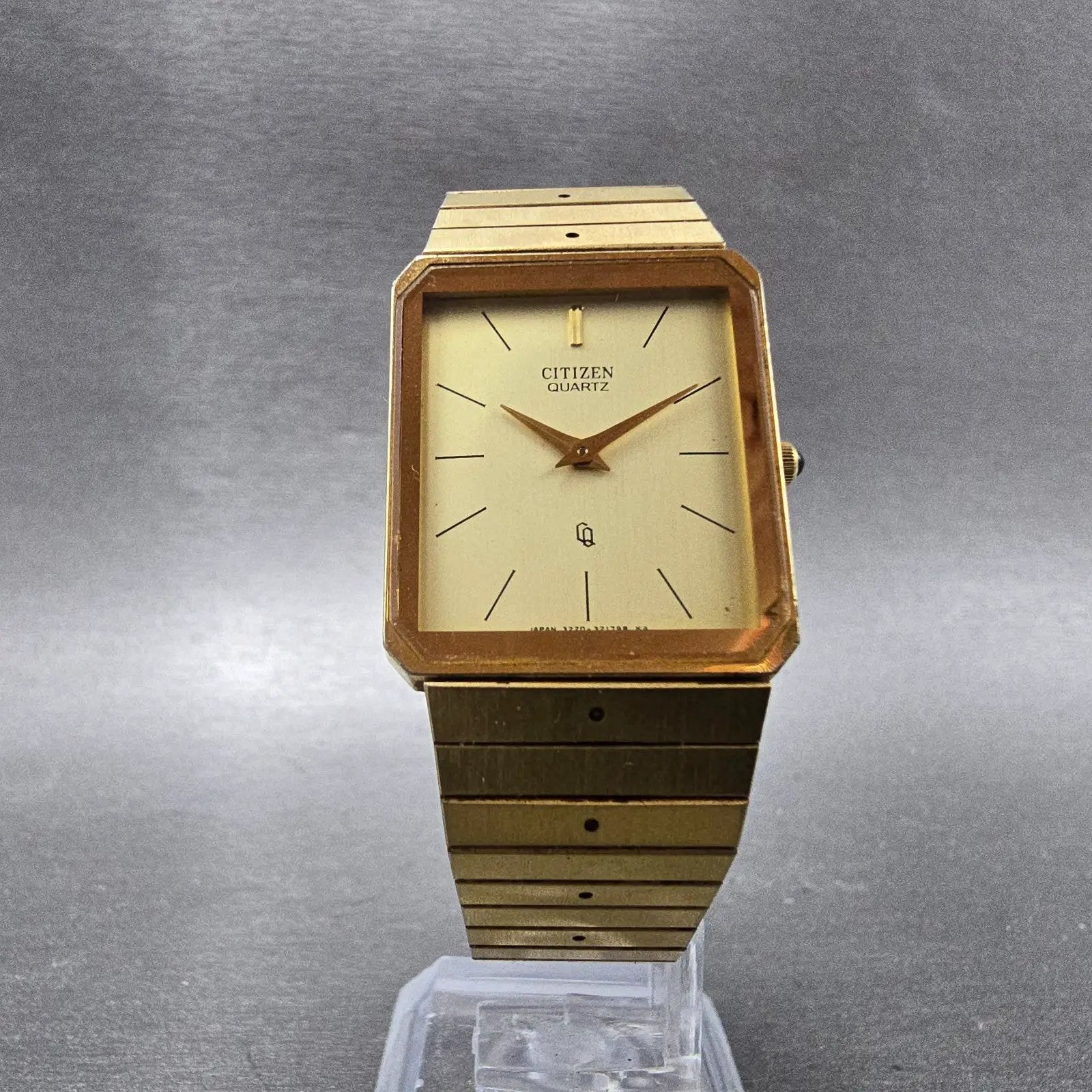 Citizen CQ Tank Watch Men 24mm Champagne Dial Gold Tone 3220-320948 New Battery5