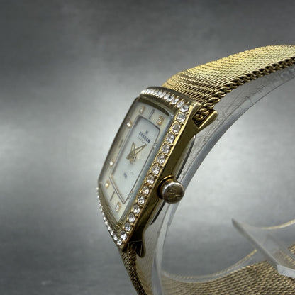 Skagen Tank Watch Women 21mm Mop Dial Gold Tone Rectangle 384XSGG New Battery2