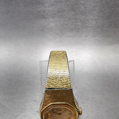 Seiko Watch Women 16mm Champagne Dial Gold Tone Octagon 2c206510 New Battery4
