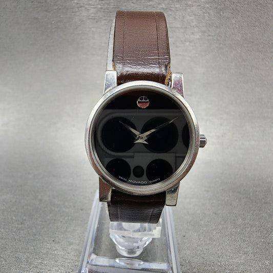 Movado Museum Watch Women 25mm Black Dial Steel Round 84.A1.845 New Battery
