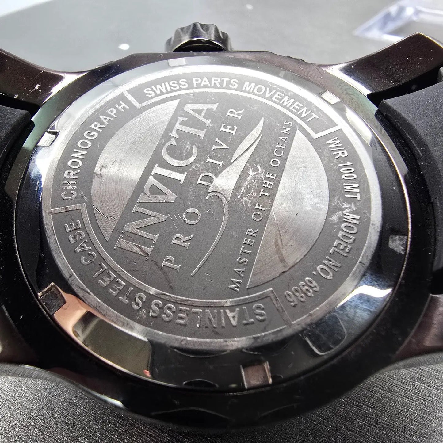 Invicta Pro Diver Chronograph Watch Men 48mm Black Dial Black Tone 6986 New Batt9