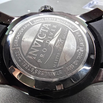 Invicta Pro Diver Chronograph Watch Men 48mm Black Dial Black Tone 6986 New Batt9