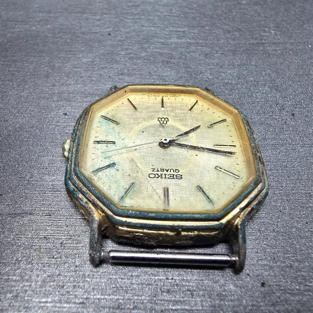 Seiko Watch Men 31mm Champagne Dial Gold Tone Octagon 9921-5000 VTG PARTS5