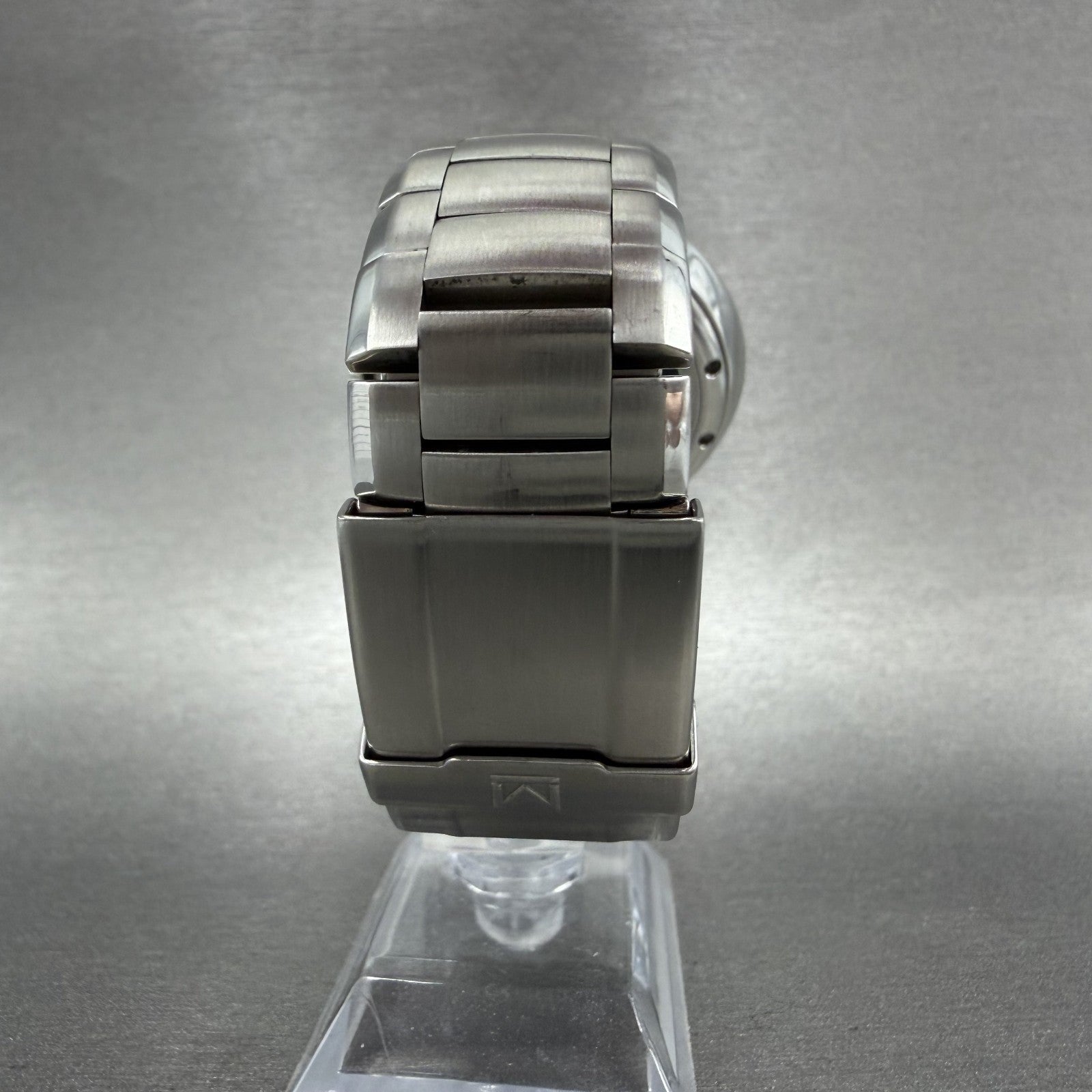 Movado Series 800 chronograph Watch Men 46mm Black Dial Steel Date READ!!!! Runs7