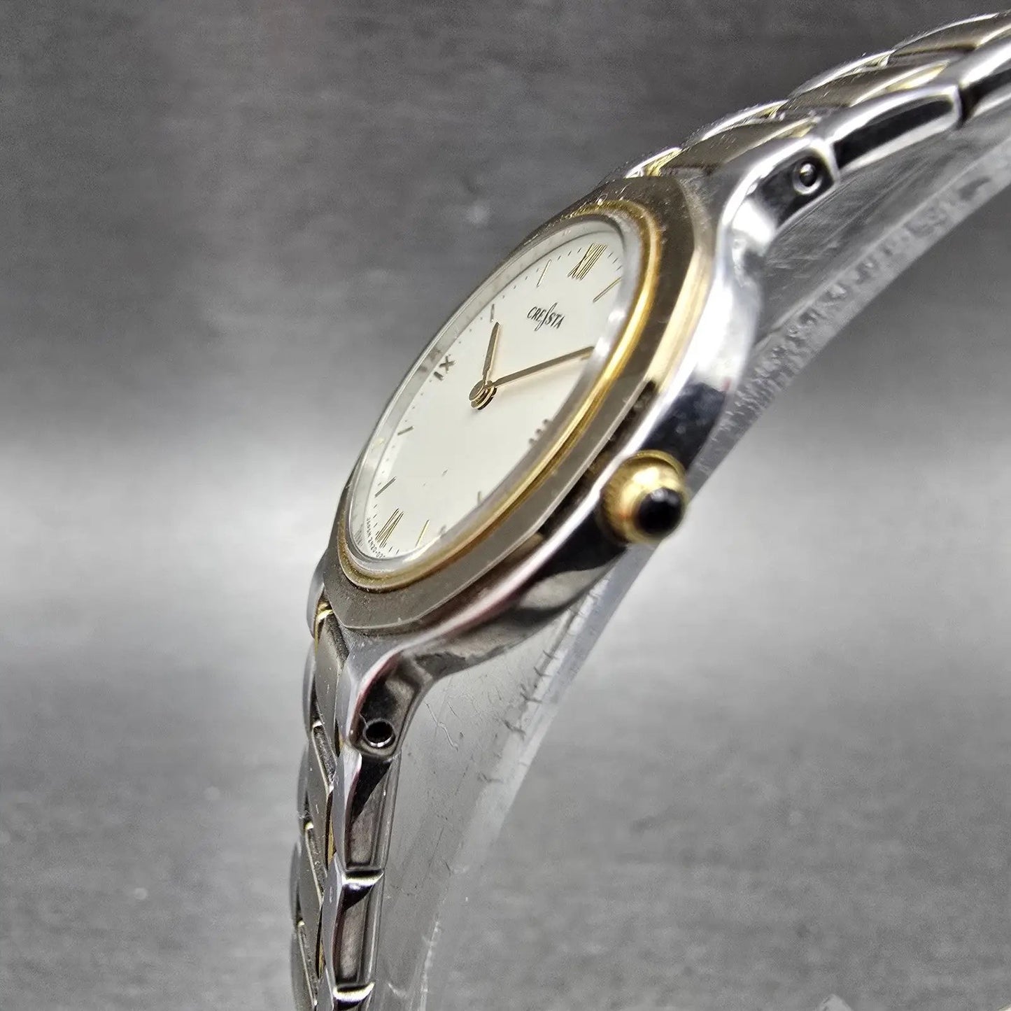 Seiko Cressta Watch Women 23mm White Dial Two Tone Round 2N20-0130 New Battery2