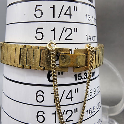 Seiko Watch Women 16mm Gold Dial Gold Tone Rectangle 16-5009 New Battery