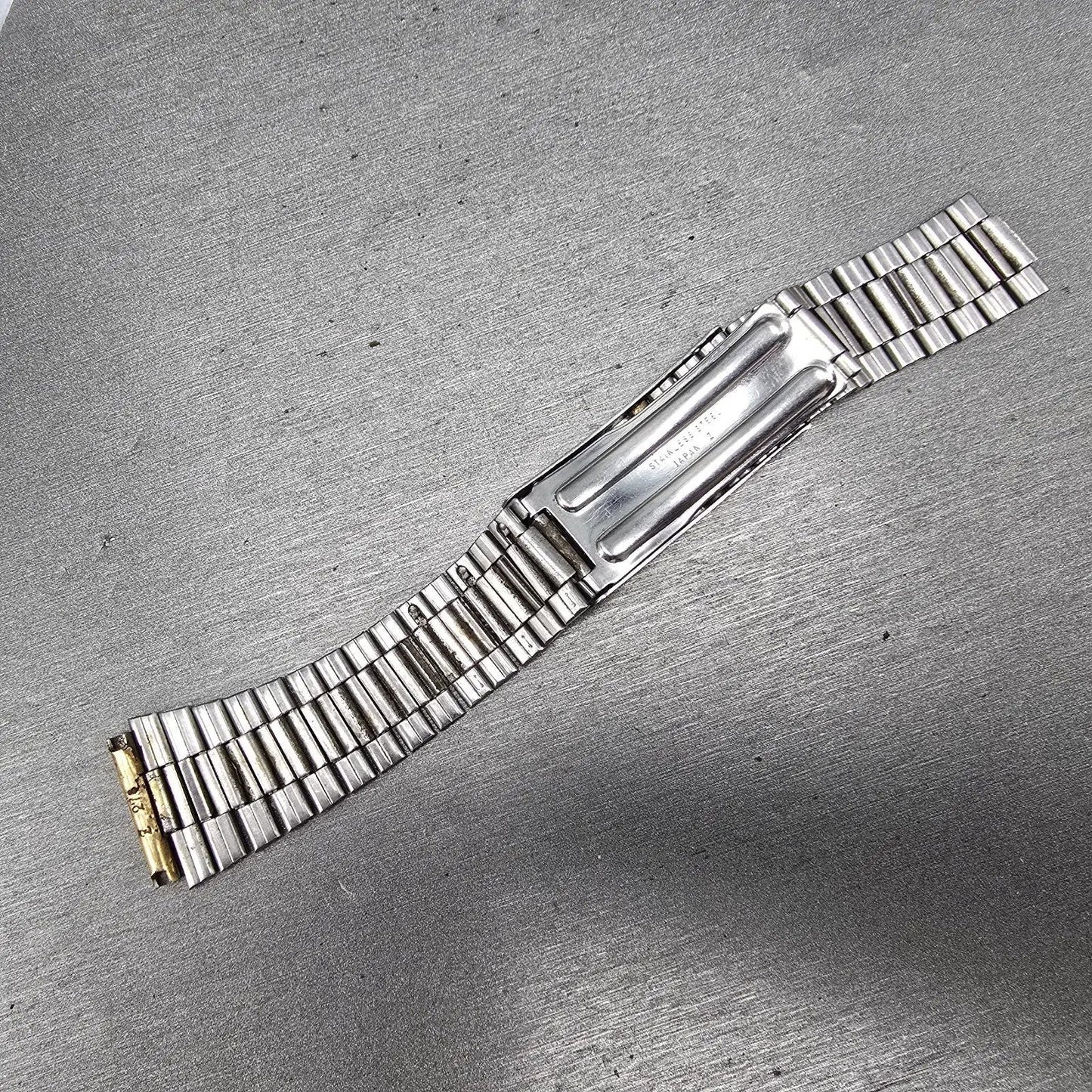 Seiko SQ Bracelet 20mm Stainless Steel Two Tone Tri Folding Clasp Vintage Z2785