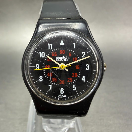 Swatch Nicholette Watch Women 24mm Black Dial Black Tone Round LB105 New Batt0